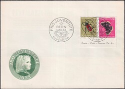 1953, K44 auf adresslosem FDC von BERN mit J150+J151 (Trauermantel & ...