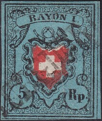 BURGDORF, 15II (Rayon I, dunkelblau) Type 16 mit sehr gutem Schnitt, ...