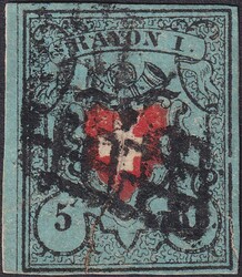 5655096: Rayon I, dunkelblau ohne Kreuzeinfassung - Bogenränder / Ecken