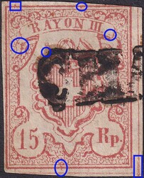 5655127: Rayon III (grosse Ziffer) - Bogenränder / Ecken