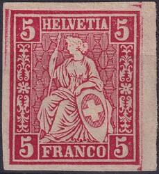 5c dunkelrot, Nr.30.6.4 (ungezähnt ohne Gummi), Probedruck ohne ...