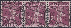 RAPPERSWIL 1919, Nr.136 im Dreierstreifen, ideal zentrisch gesetzte ...