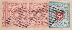 DRITTEL-FRANKATUR von BERN (22.August 1853), 40 Rappen (Porto: Rayon ...