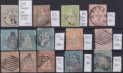 1854-1863, 33 Strubel-Marken, dabei auch 3x 1Fr.-Wert (27D 2x +27C) ...