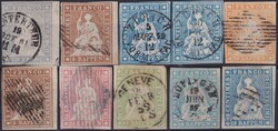 1854-1863, 13 Strubel-Marken (Qualitäts-Lot), meist fehlerfreie ...