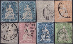 1854-1863, 16 Strubel-Marken. (Katalog-Wert: 4'220.-) Schönes "Lot" ...