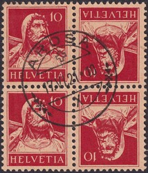 K8 (10c rot) von AROSA (GR): 17.JUN.1921, sauberer Viererblock mit ...