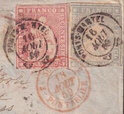 USA, CONCORD (Massachusetts) 24D+27D auf vielfach bestempeltem Brief ...