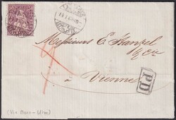 ÖSTERREICH, Wien 1868 (14.JAN) ab LAUSANNE, über Bern und Ulm. ...