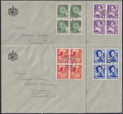 1936, J77-J80 (Viererblöcke) auf Briefen von HITZKIRCH, ideal ...