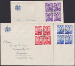 1936, W2-W4 auf sauberen Briefen vom HOTEL Union (Luzern) entwertet ...
