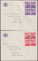 1936, W2-W4 auf sauberen Briefen vom HOTEL Union (Luzern) entwertet ...