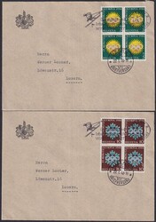 1948, W25-W28 (Viererblöcke) auf Brief von LUZERN (Hotel Union) ...