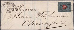 FLEURIER 1851 (14.JANV) nach Chaux-De-Fonds, 15II.1.03 mit ...