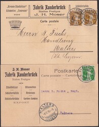 KANDERBRÜCK bei Frutigen 1915, zwei Luxus-Karten mit Nr.125III ...