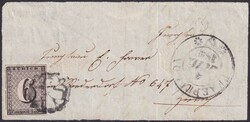PFÄFFIKON 1845 (4.JUIL) nach ZÜRICH, 2W, 85.Marke des 100er-Bogens ...