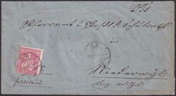 AU 1881, stark verzähne Nr.38 auf Brief "pressant" nach Niederwyl bi ...