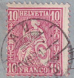 AU 1881, stark verzähne Nr.38 auf Brief "pressant" nach Niederwyl bi ...