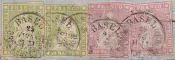 BASEL 1857 (25.JUIN) nach NEW YORK (US), attraktive 6-fach Frankatur ...