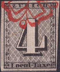 ZÜRICH 4, 1S (Type II) mit gutem, meist breitrandigem Markenschnitt, ...