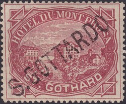 1887, Postamt AIROLO (Mont Prosa St.Gottard) Nr.38 (weinrot) ...