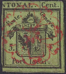 DOPPELGENF, rechte Hälfte, Nr.4R mit gutem Schnitt (Schriftkasten ...