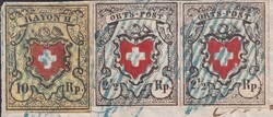 DISSENTIS 1851 (29.NOV) Frankatur mit Paar-Einheit 13II (Type 14+15) ...