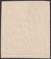 2c grün, Nr.28.6.4 ungezähnter Probedruck (Eckrandstück) mit ...