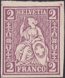 2c dunkelviolett, 28.6.8 (Probedruck, geschnitten) einwandfreie Marke ...