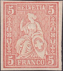 5c amaranth-rot, Nr.30.6.3 (geschnittener Probedruck) guter Rand, ...