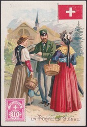 Werbekarte "La poste en Suisse" mit Ziffermuster Nr.55 aufgedruckt ...