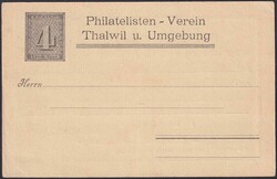 Zürich 4 auf Karte "Philatelisten-Verein Thalwil & Umgebung" um 1900 ...