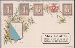 Zürcher Kantonalmarken auf AK mit "Zürcher Wappen", saubere ...