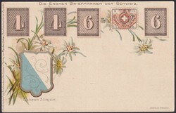 Zürcher Kantonalmarken auf AK mit "Zürcher Wappen", bildseitig ...
