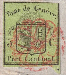 KLEINER ADLER, Nr.5 auf Briefstück von GENEVE: 30.NOV.1845. Sauber ...