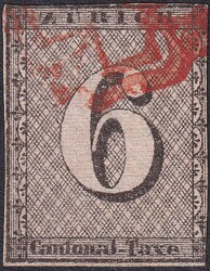 ZÜRICH 6, Nr.2W (54.Marke des 100er-Bogens) Type IV. Frische Marke ...