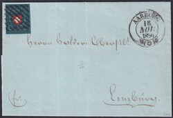 AARBURG 1850 (16.NOV) nach LENZBURG, 15II.d (tiefe Farbe), Type 29 ...