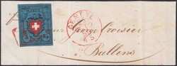 GENEVE 1850 (25.OCT) nach Ballens (VD), RI (dunkelblau) Type 25 auf ...