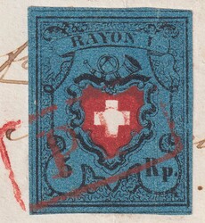GENEVE 1850 (25.OCT) nach Ballens (VD), RI (dunkelblau) Type 25 auf ...