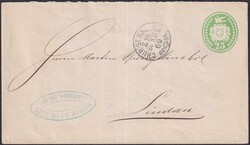 ZÜRICH 1869, RÜTI (Gaspar Honegger), 25c-Tüblibrief nach LINDAU ...
