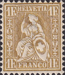 1Fr golden, Nr.36.c ** postfrisch, tadellos gezähnt und mit vollem ...