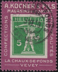 2a (5c grün, violetter Rahmen), Kochermarke von "Chaux-De-Fonds": 3 ...