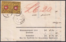 AARAU 1851 nach "BÜNZEN", Paar-Einheit des "Drucksteins B" T.29+30 ...