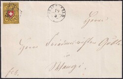 FRAUENFELD 1852 nach Wängi. Erstklassig sauberer Rayon-Brief mit RII ...