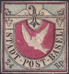 BASLER TAUBE, Nr.8 (schwarz/blau/karmin) weissrandige "Taube" (mit ...