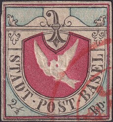 BASLER TAUBE, Nr.8 (schwarz/hellblau/karmin) weissrandige "Taube" der ...