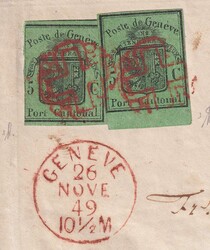 GENEVE 1849 (26.NOVE 1849) nach La Confignon, seltene Frankatur mit ...