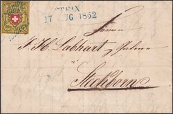 STEIN am RHEIN 1852 (17.AUG) nach Steckborn, Verwendung im 2.Rayon ...