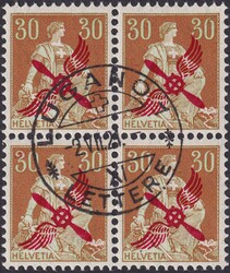 1920, F1 mit rotem Propelleraufdruck im Viererblock von LUGANO: 2 ...