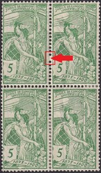 5c grün, 77B.a (hellgrün) im Viererblock (oben meist ** postfrische ...